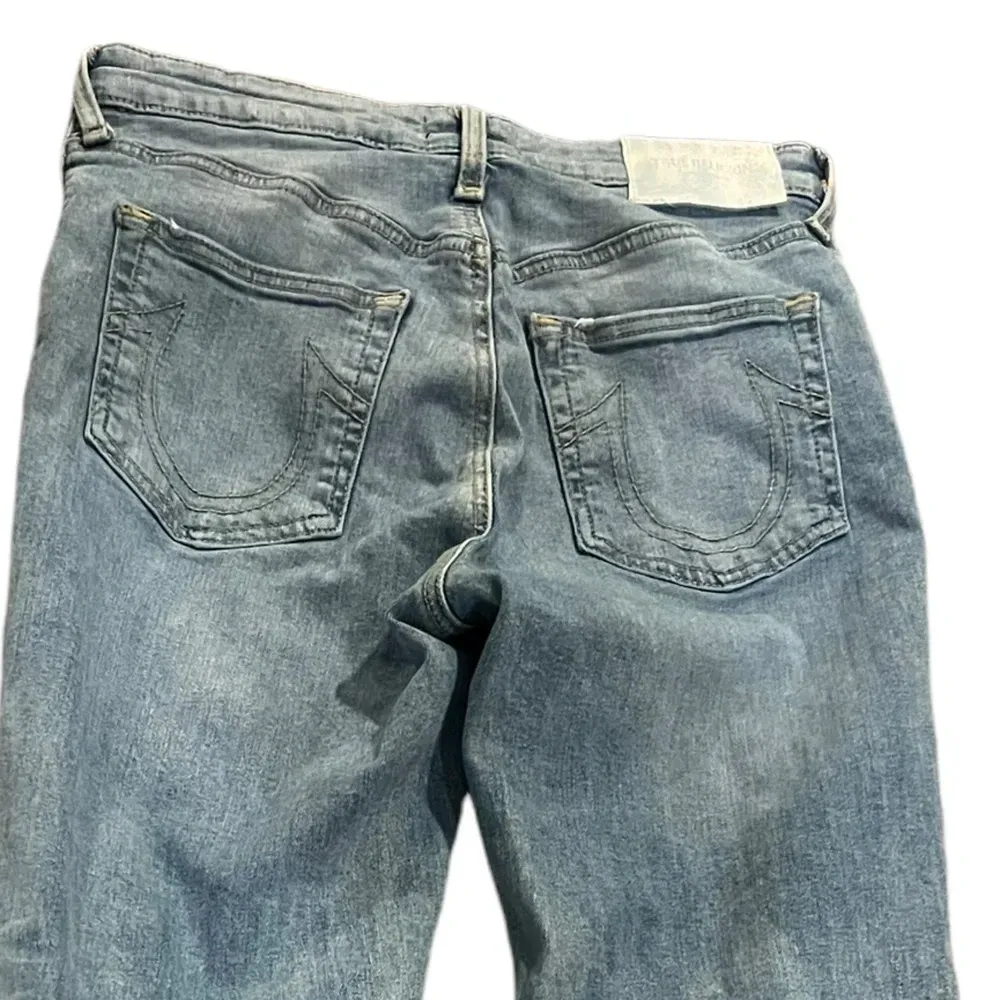 True Religion Starr distressed mid rise cropped straight denim jeans size 28 y2k - Image 9