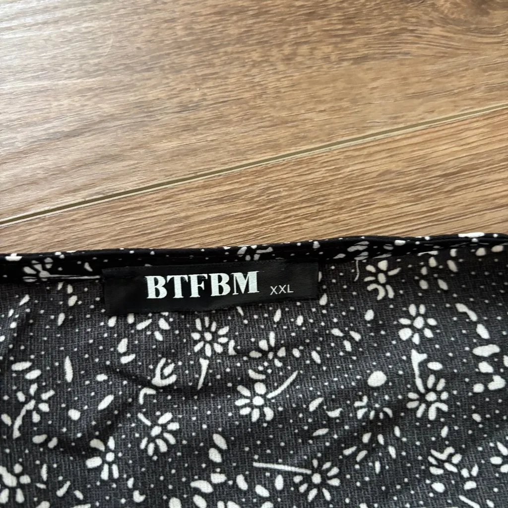 BTFBM Floral Long Sleeve Gray Dress - Image 3