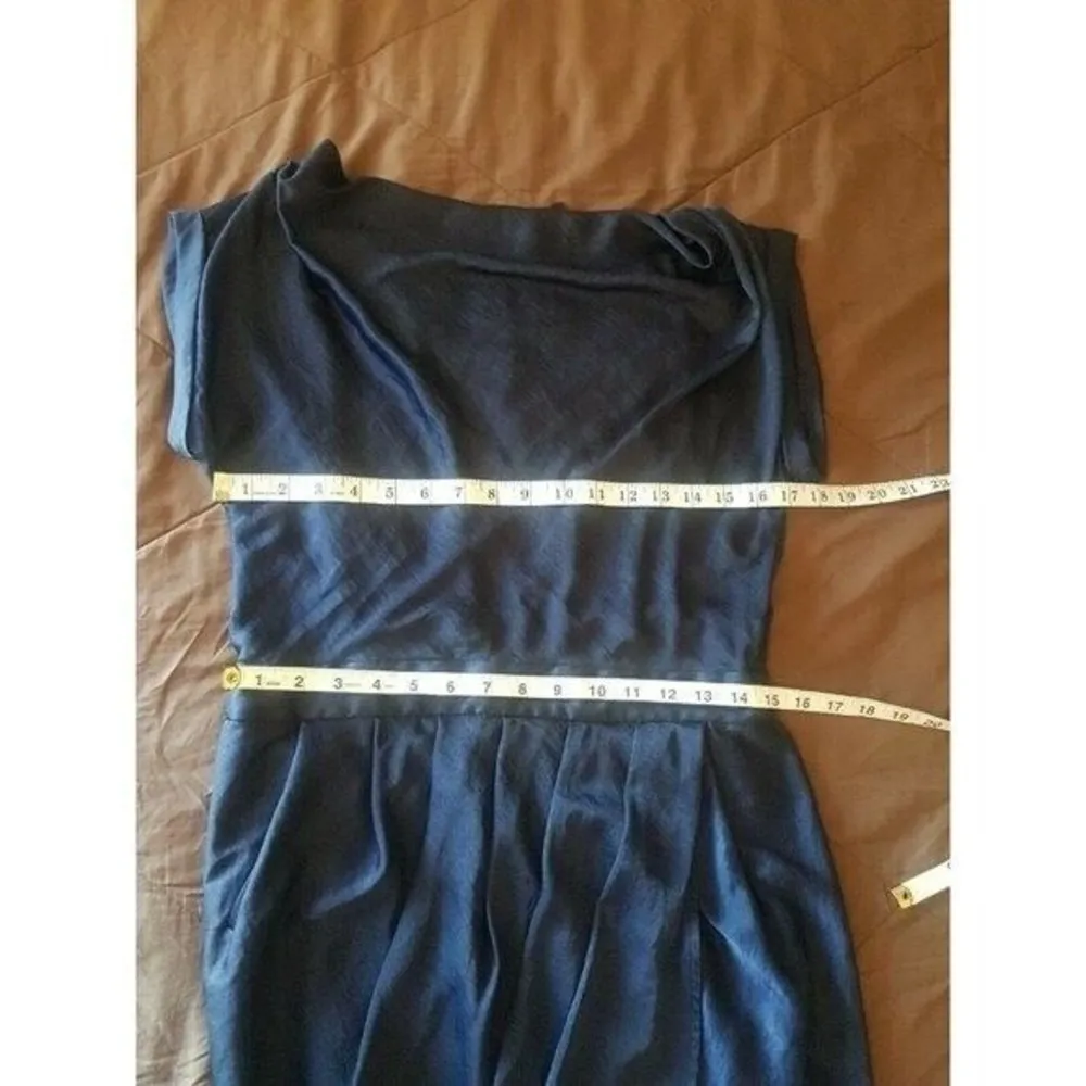 BCBGMAXAZRIA Size Medium Dress Pleated Office Wear  Rowan Navy Blue Career Wear - Image 10