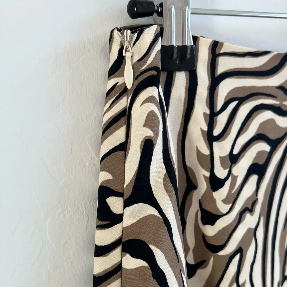 12th Tribe Zebra Print Maxi Skirt With Slit In Cream And Brown Size Small - Image 4