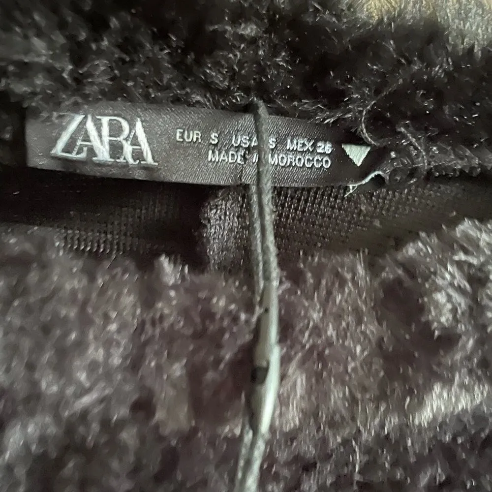 Zara Black faux fur crop sweater NWT - Image 7