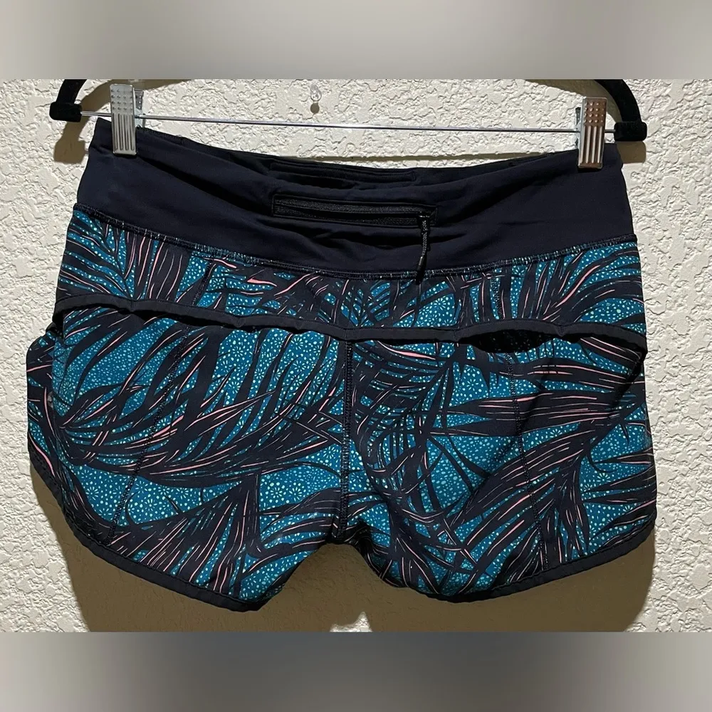 Lululemon Speed Shorts Teal Black Size 6 Lined - Image 5