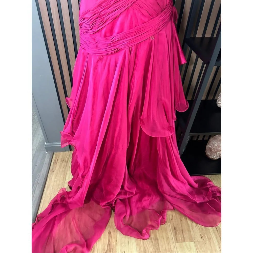 David’s bridal size 1/2 fusia dress y2k long train prom or homecoming - Image 4