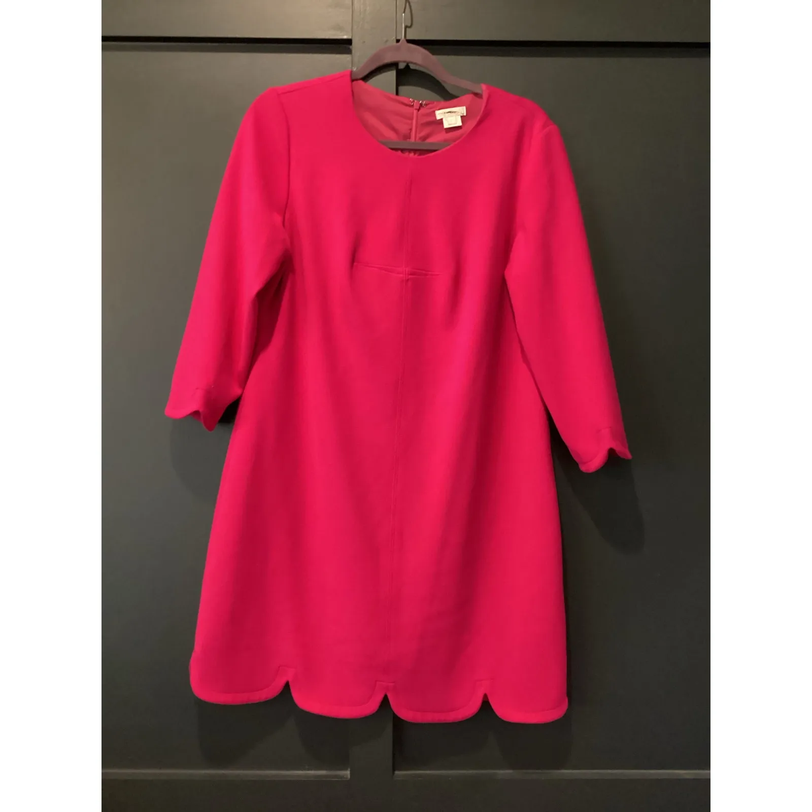 Shoshanna as seen on tv pink Scalloped Hem 3/4 sleeve shift Dress - Image 3