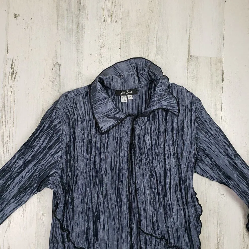 Jes Irie Crinkle High Low Lightweight Metallic Jacket Women's Size Medium - Image 2