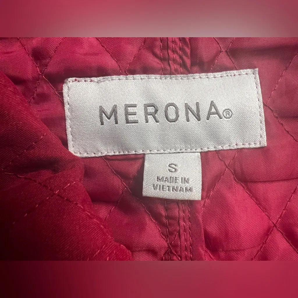 Merona Women's Minimalist Casual Red Diamond Quilted Long Sleeve Jacket|Size:S - Image 3
