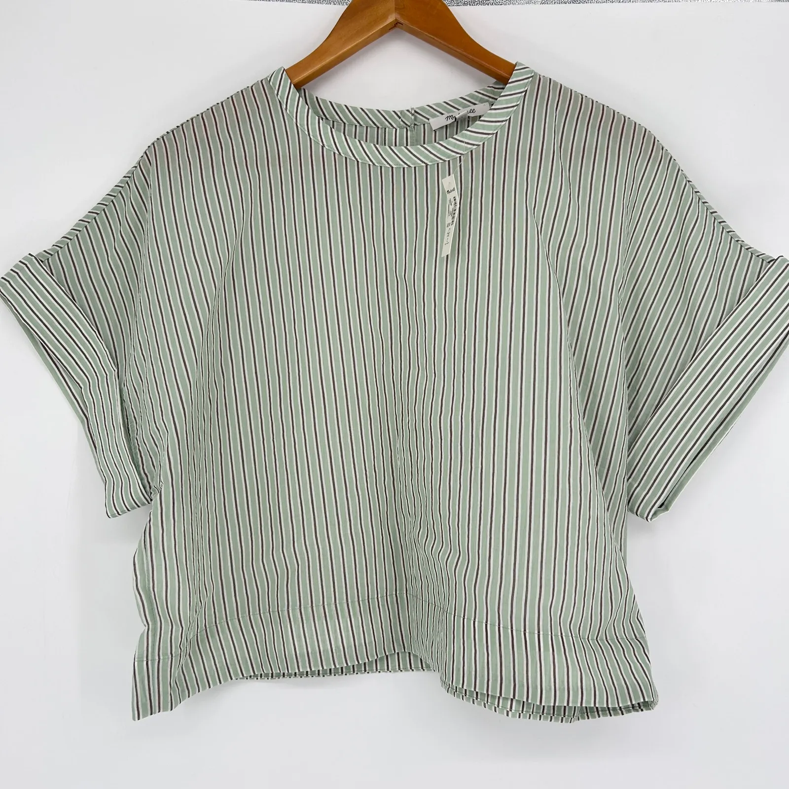 MADEWELL Striped Dolman Crop Top Womens Large Boxy Cropped Shirt Spring Summer - Image 2