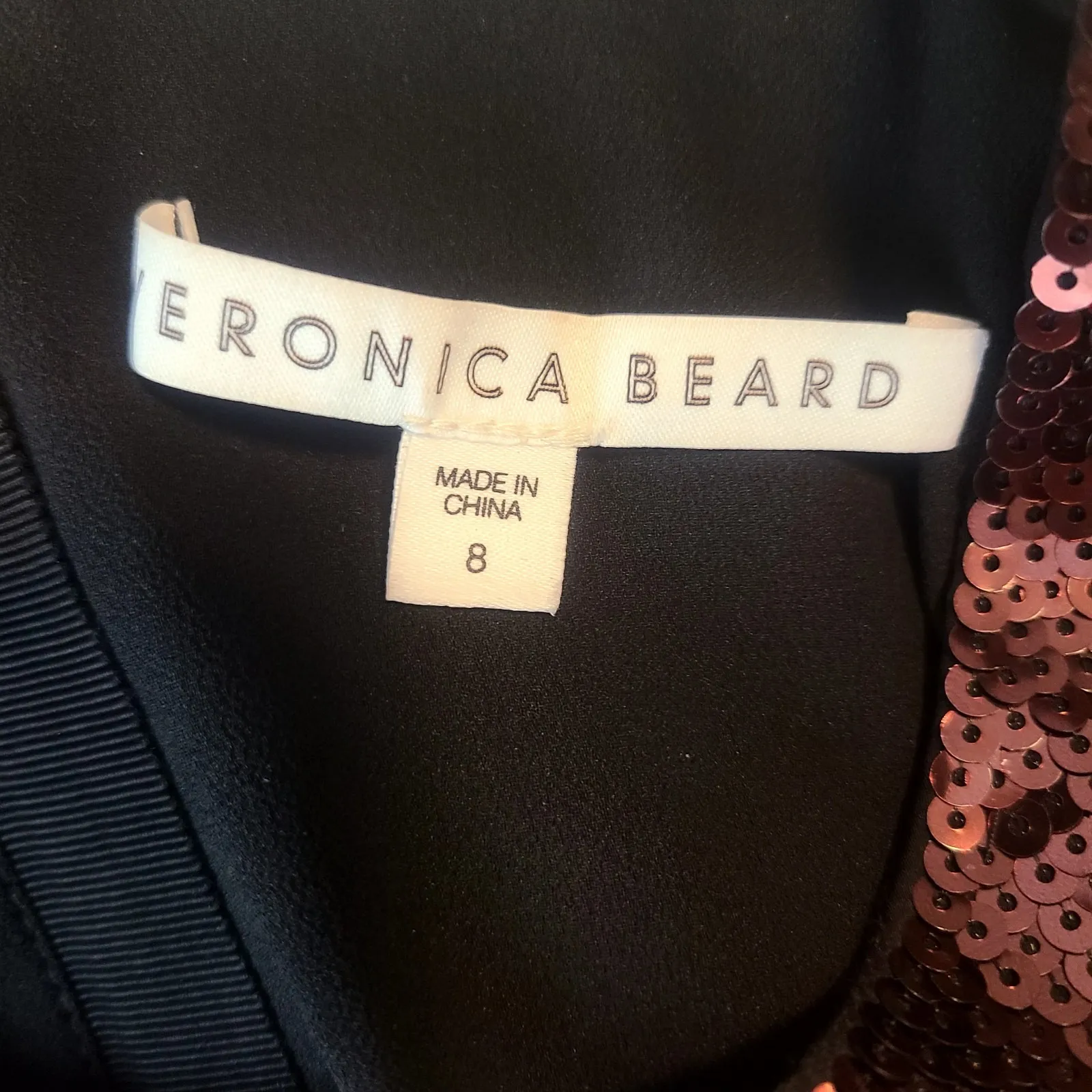 Veronica Beard Wide Striped Red Black Sequin Mini Dress 8 Breakers Dress Party - Image 8