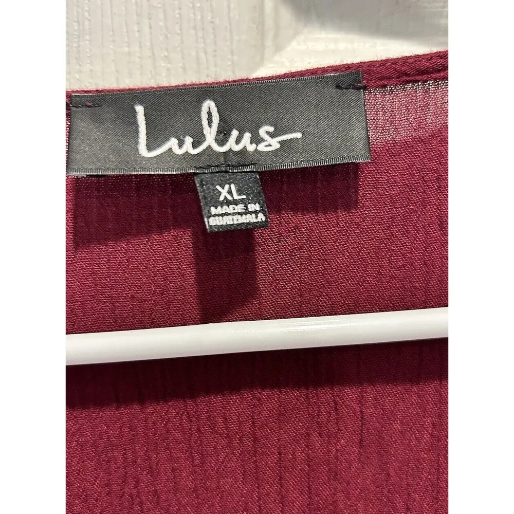 LULUS Heart Of Marigold Burgundy Wrap Maxi Dress Short Sleeve Size XL Maroon - Image 5