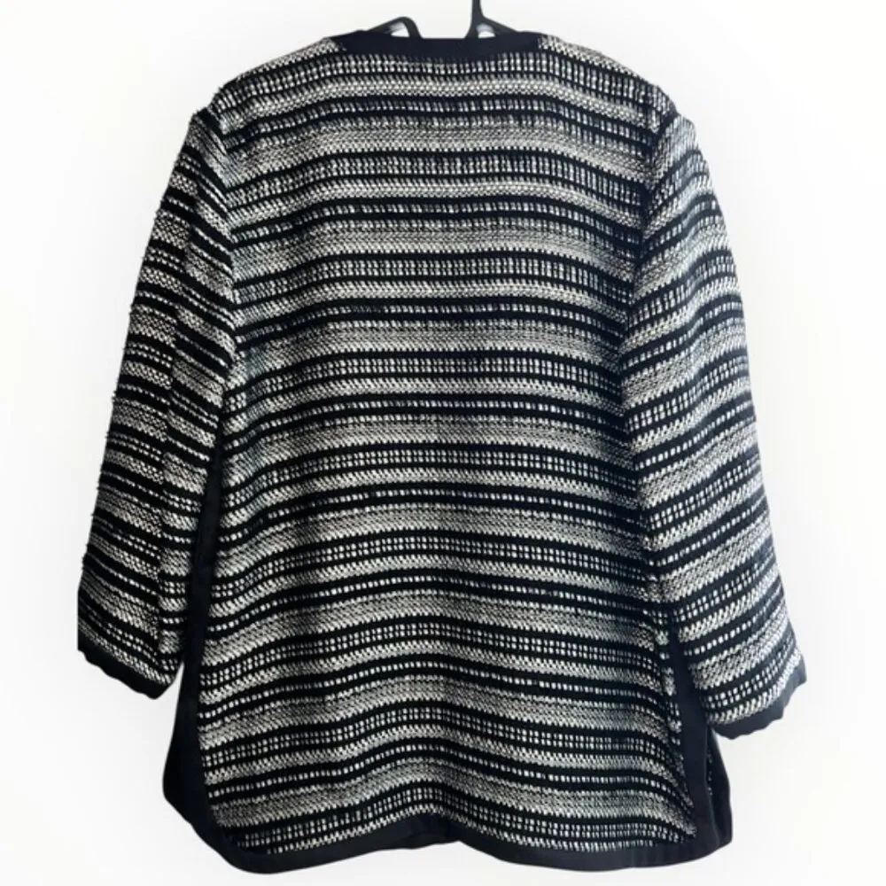 Malene Birger Erista Tweed channel pocket black white loose fit Jacket blazer L Size L - Image 4