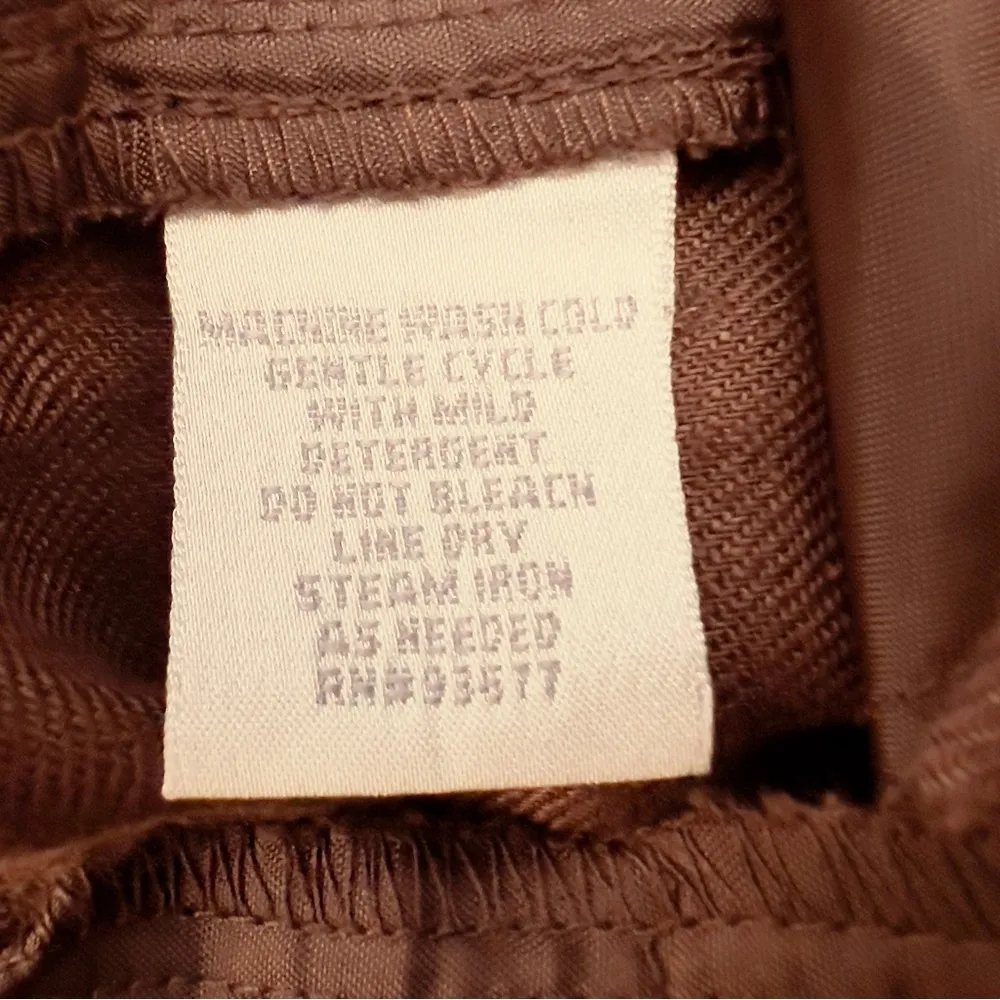 Worthington Size 12 100% Linen Brown Wide Leg Capris w/Front Pockets - Image 8