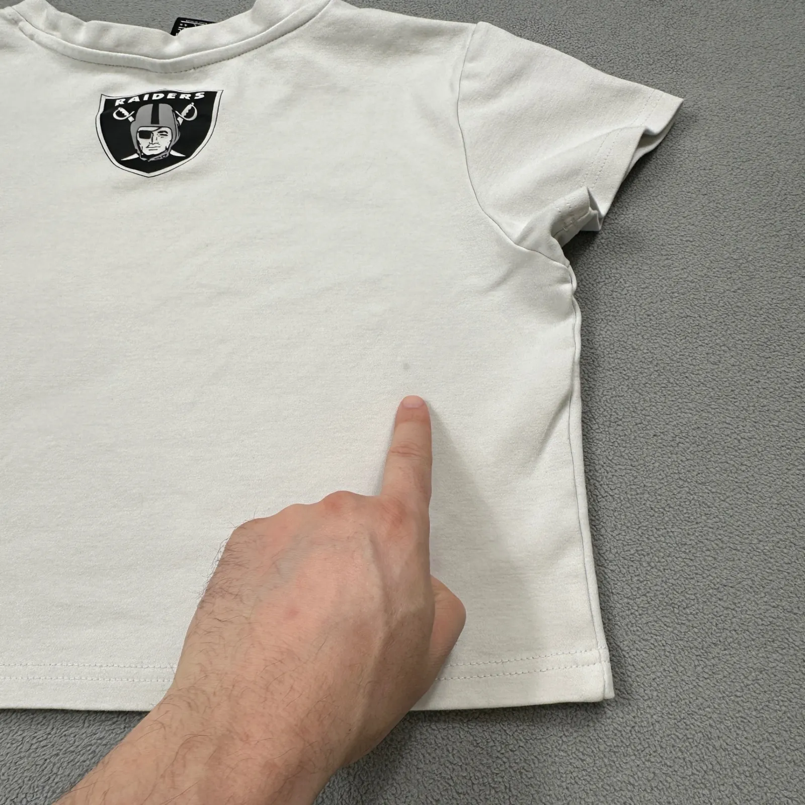 Las Vegas Raiders Cropped T Shirt L Womens White NFL Team Apparel Oakland Crop T - Image 7