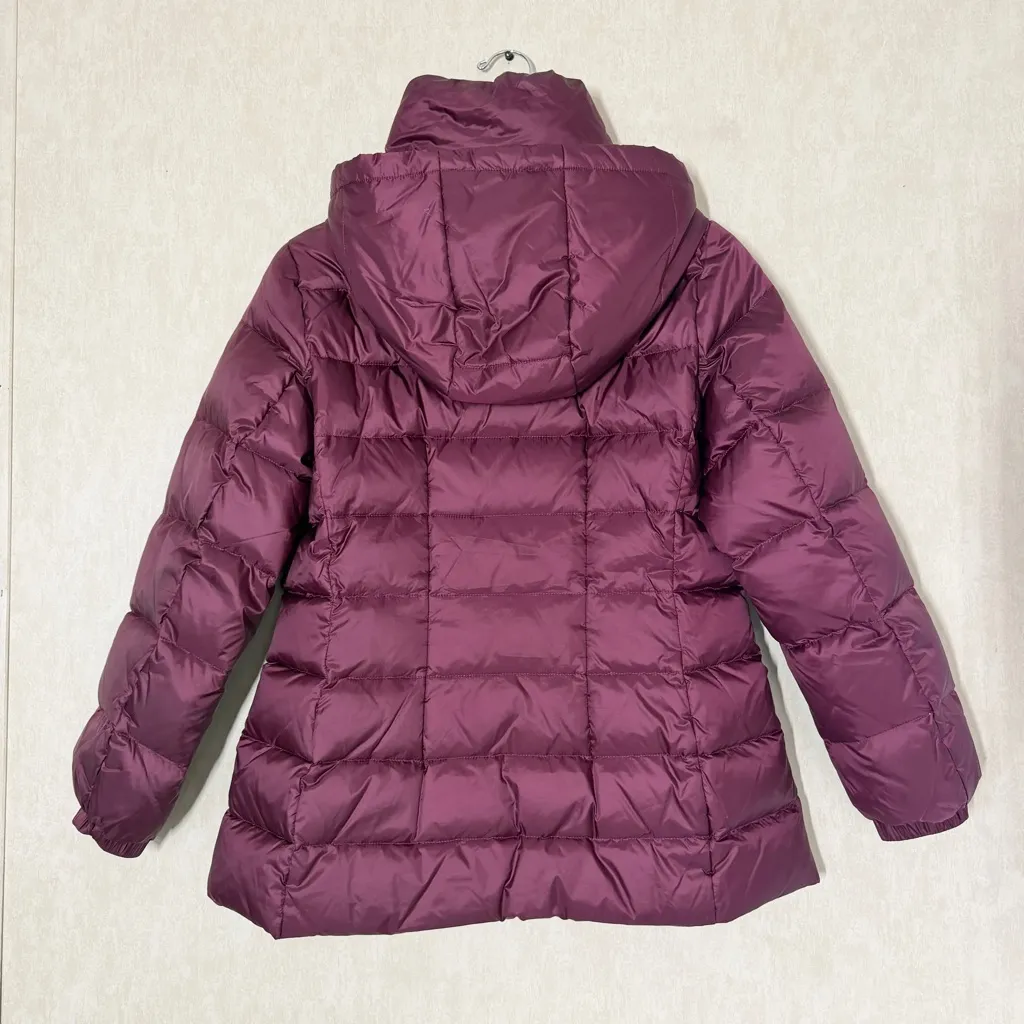 Kate Spade Women’s Untrimmed Down Puffer Coat Jacket Full Zip Hooded Red Wine M - Image 5