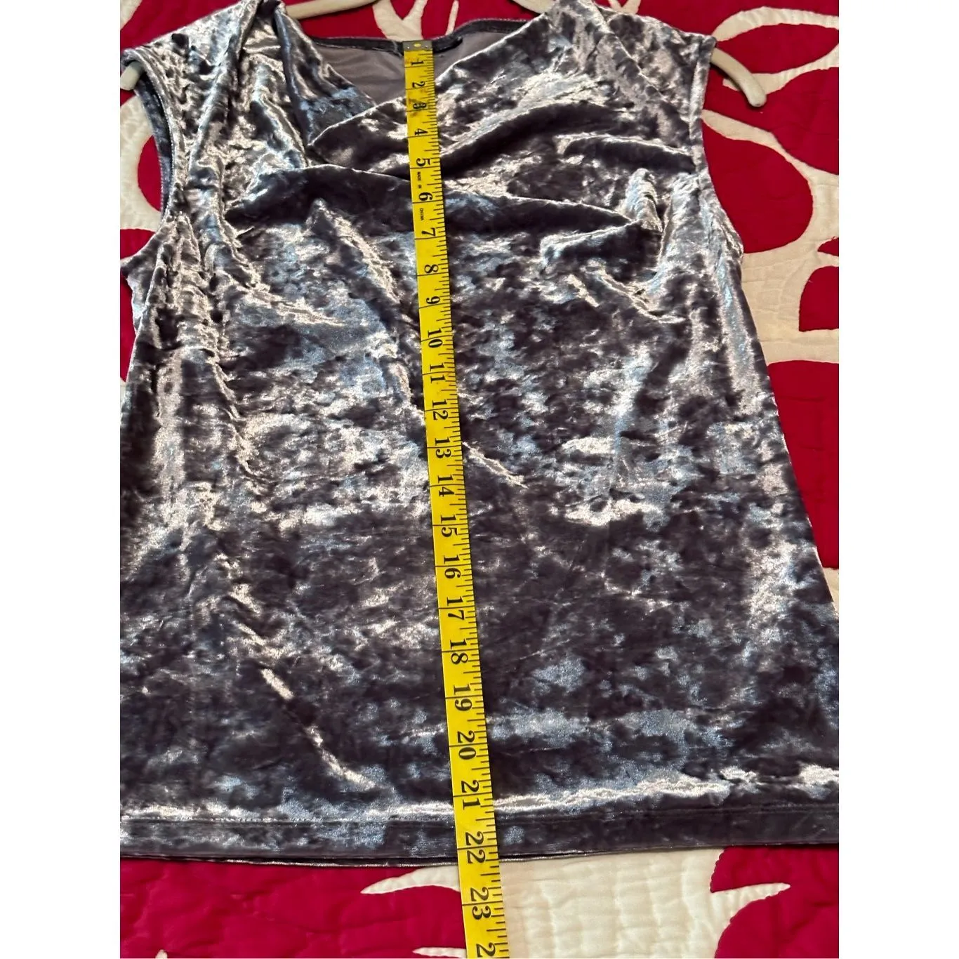 DKNY Crushed Velvet Gray Sleeveless Cowl Neck Women’s Top NWOT - Image 9