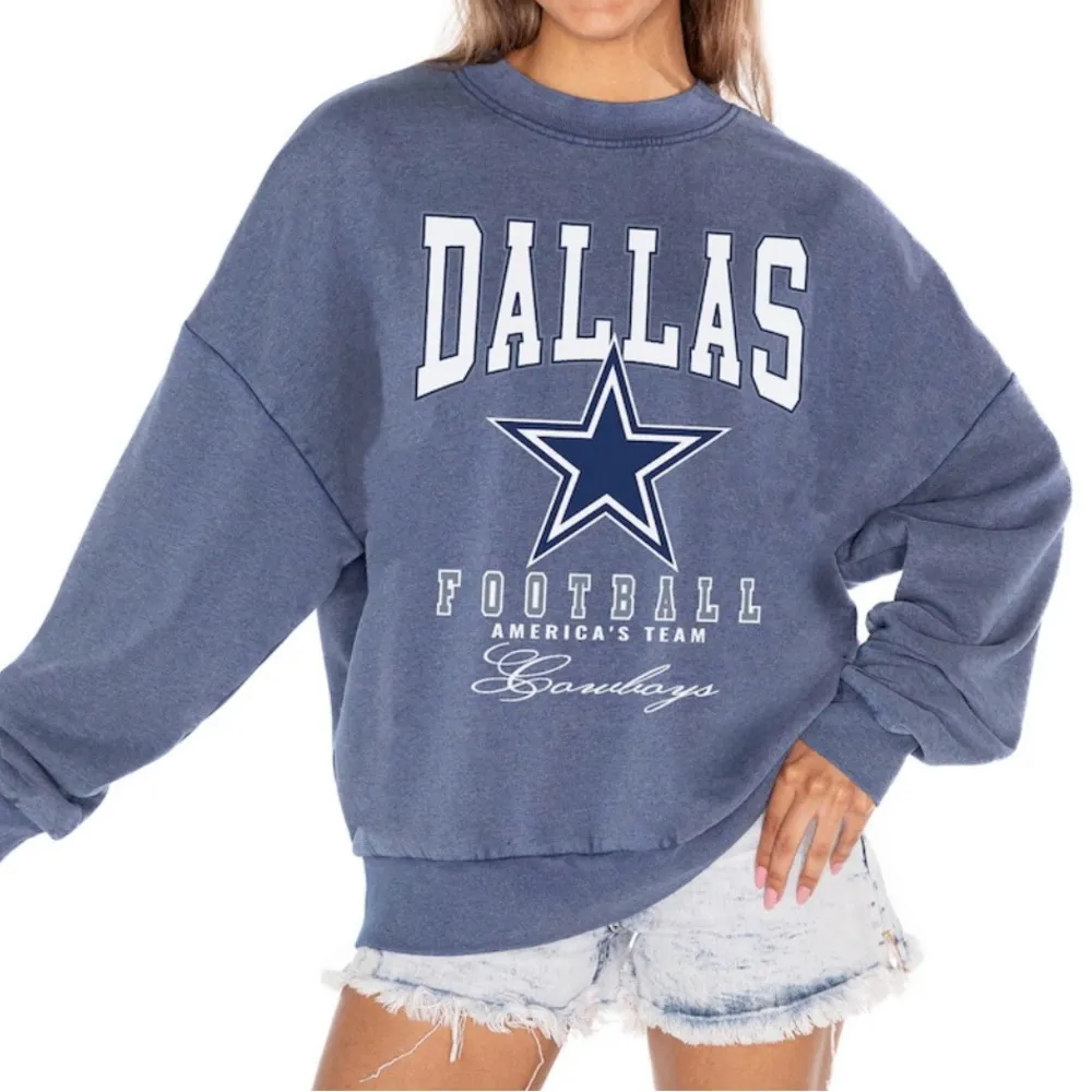 GAMEDAY COUTURE NWT Dallas Cowboys NFL Vintage Wash Crewneck Sweatshirt Women M Blue Size M - Image 3