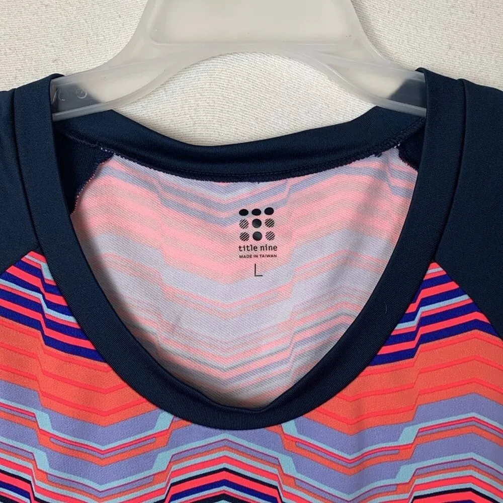 Title Nine womens large dress Gidget 2.0 stripe athletic swim cover blue pink ch - Image 5