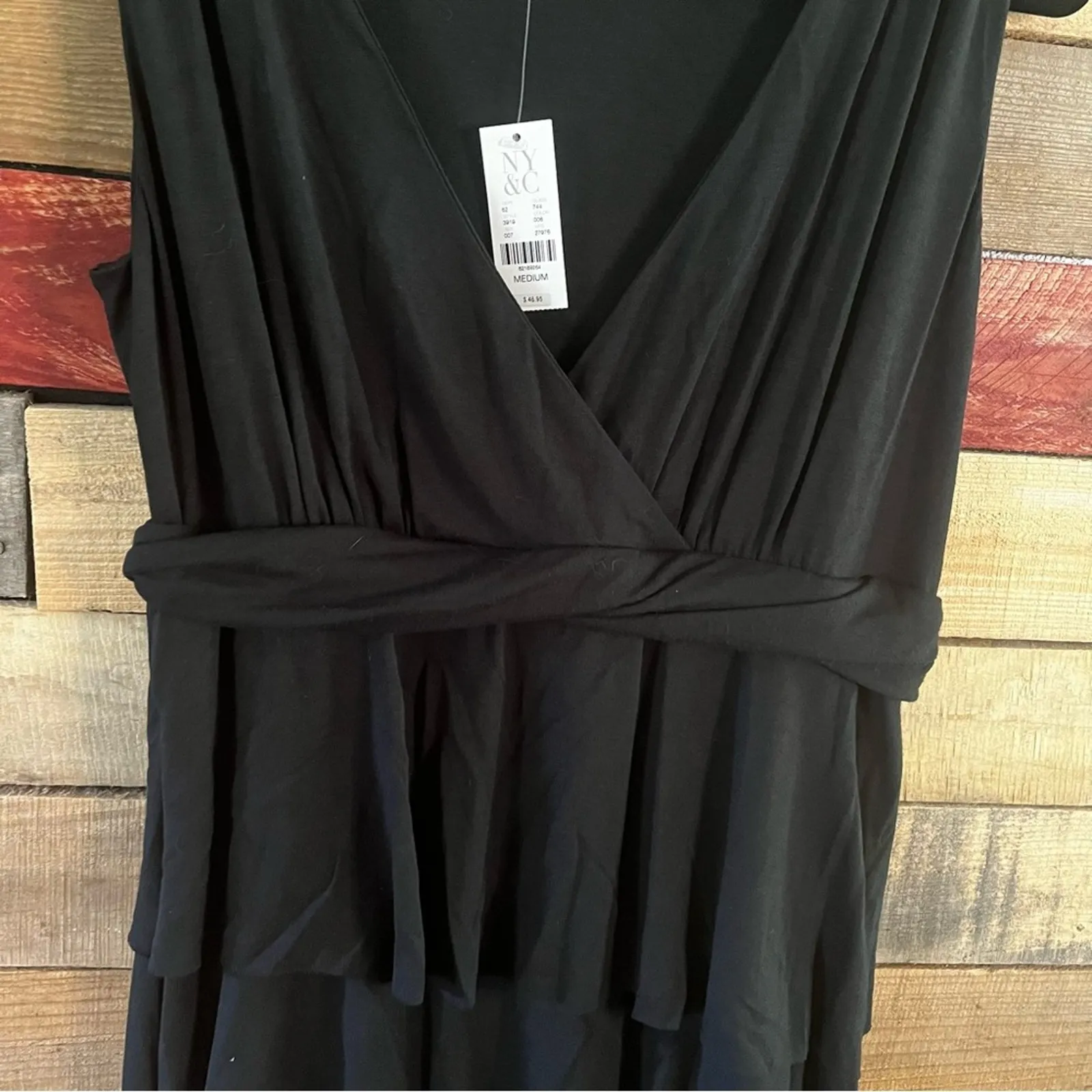 New‎ York & Company Black Ruffle Tank Dress Size Medium - Image 4