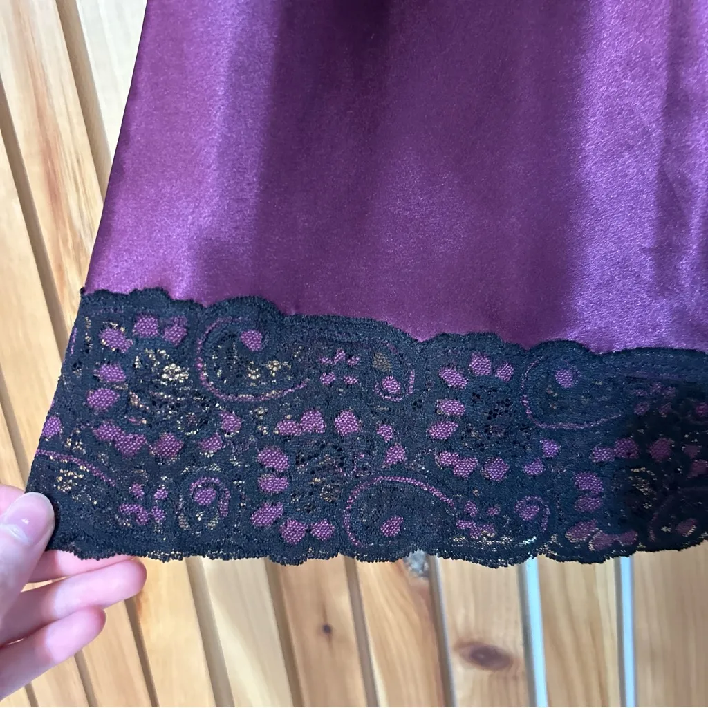Vintage Lucie Ann II Satin Lace Trim Slip Skirt Purple Whimsigoth Fairy Witchy Size M - Image 4
