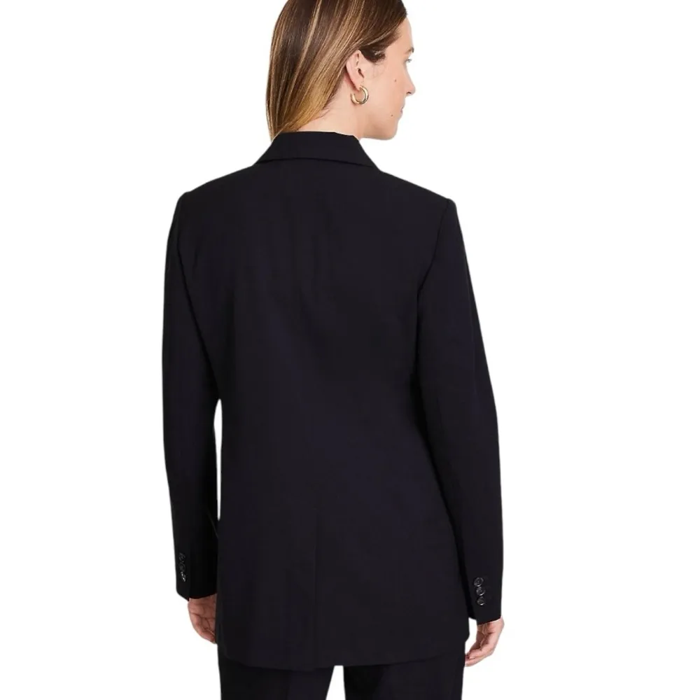 NWT LOFT‎ Versa Seasonless Stretch Double Breasted Blazer Black 14 - Image 3