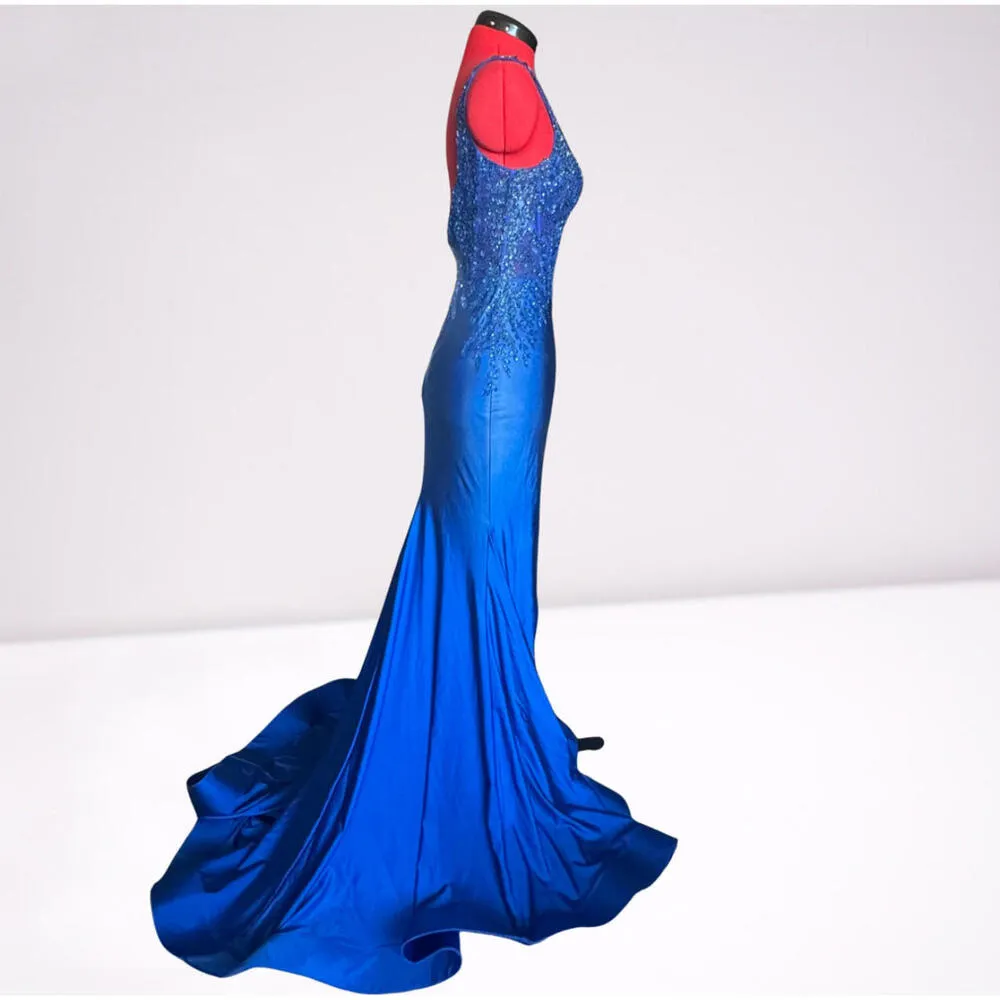 Tiffany Designs Royal Blue Mermaid Prom Gown w/Slit Style 16058 Size 2 - Image 5