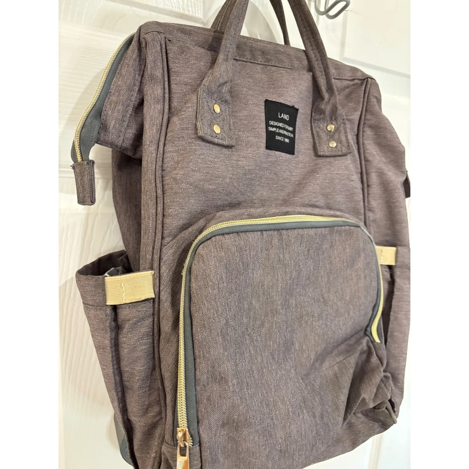 LAND Diaper Bag Backpack Large Capacity Multifunction‎ Travel Bag Gray - Image 2