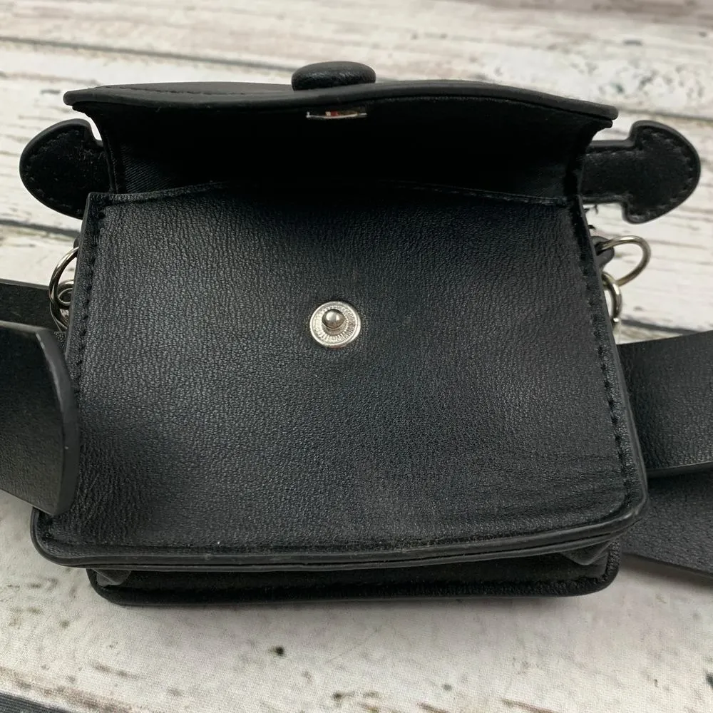 NOBO Black Leather‎ Belt Bag Convertible Crossbody Chain Strap Mini Purse 2X NWT - Image 11
