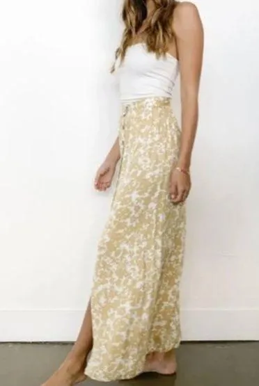 Shopbop Knot Sisters Skirt XS Flora Button Maxi White/Mustard Printed Spring - Image 2