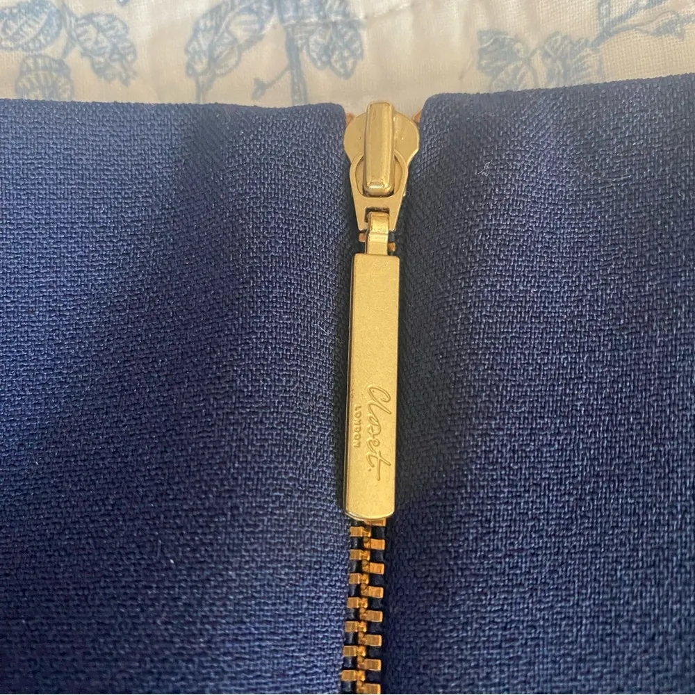 Closet London Navy and Cream Pleated Coastal Preppy Mini Dress Size 10 Blue - Image 11