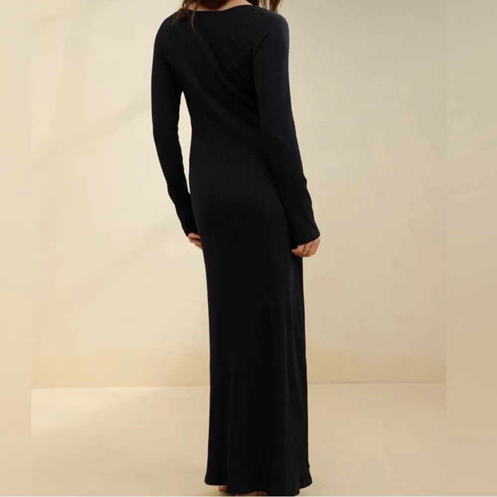 Aerie Ribbed Front Tie Long Sleeve Maxi Dress - Image 2