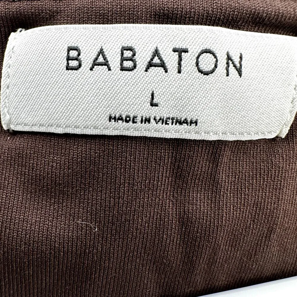 Aritzia Babaton Contour Racerback Tank Bodysuit Scoop Neck Stretch Thong Brown L - Image 4