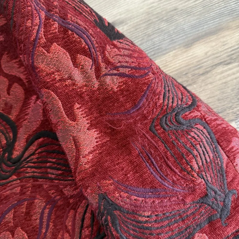 Olivine Gabbro Red Velvet Jacket Women’s Size 6 Cropped Floral Statement Coat - Image 8