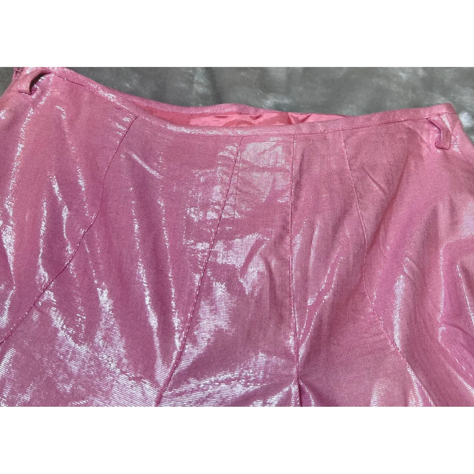 Lisa Ho Pink Metallic Pleated Midi Skirt Womens 2 Pink Party Evening Wear Shiny - Image 14