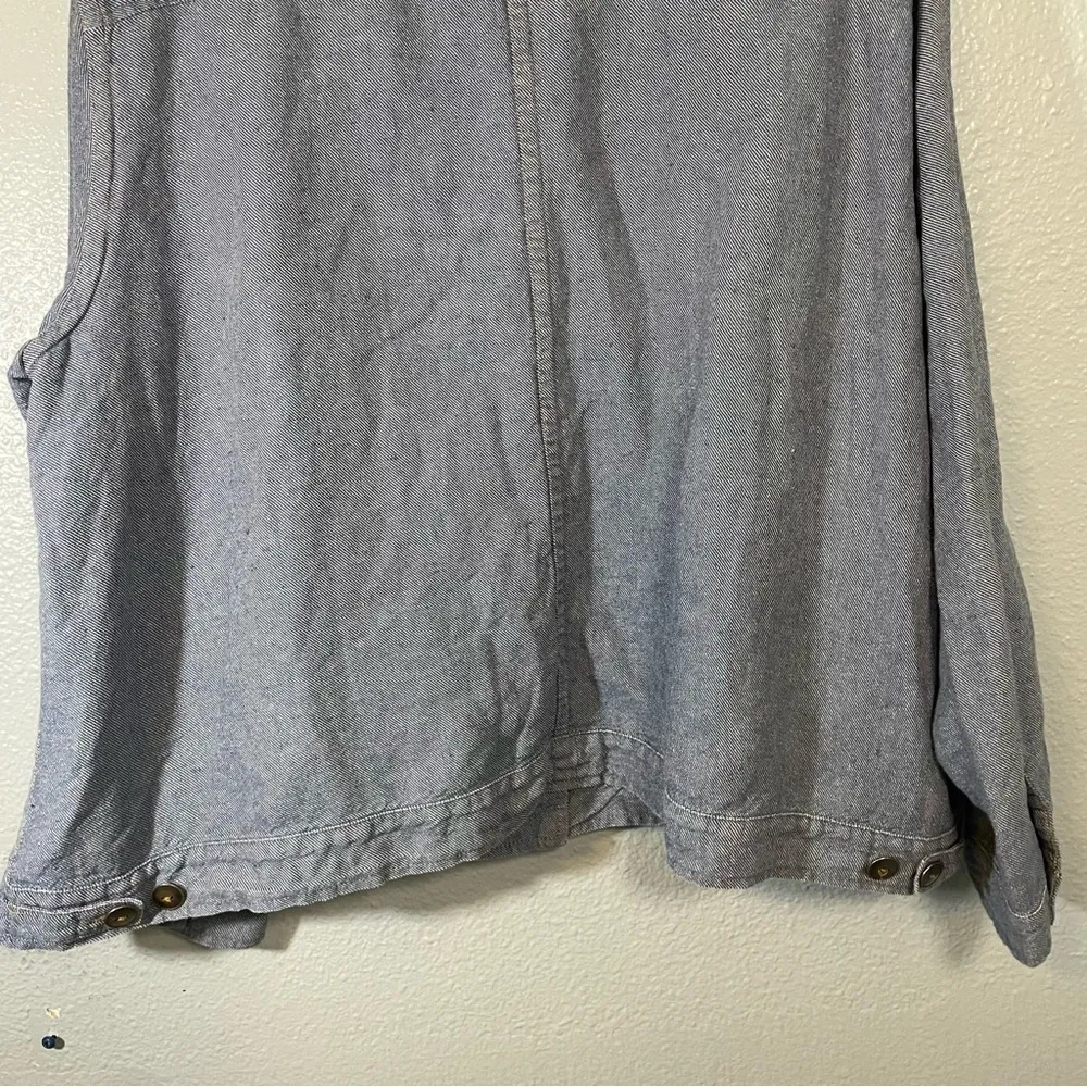 Flax  Linen Cotton Button Front Swing Denim Jacket - Image 5