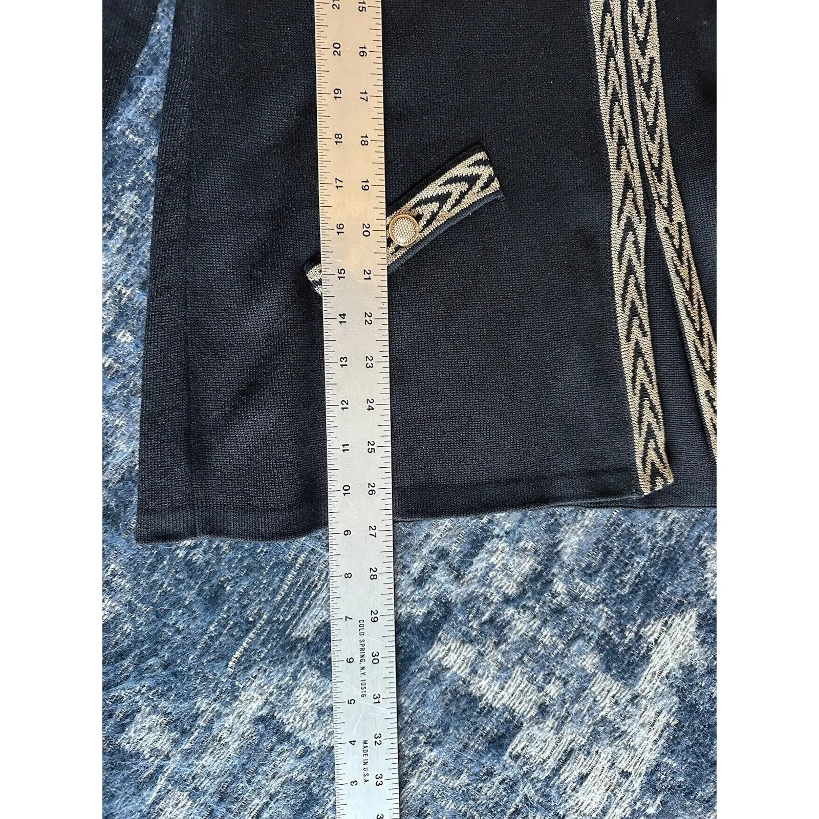 Vintage Sweater Skirt Set Brownstone Studio NewYork Size 12 Petite Black/Gold - Image 10