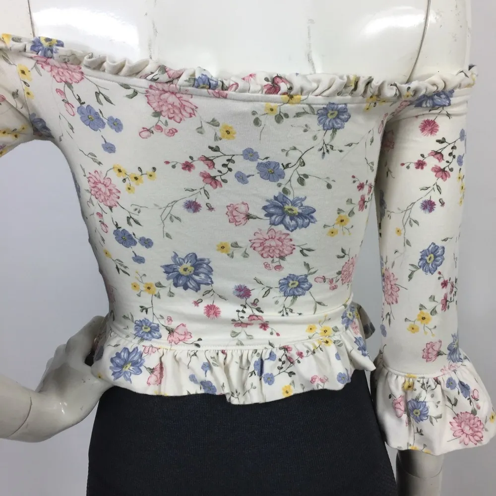 Floral off the Shoulder Ruffle Top XS - Image 15