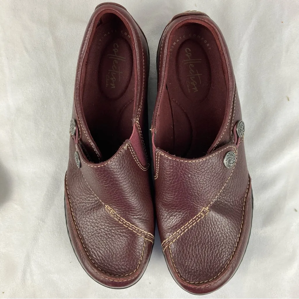 Clarks Collection Women's Ashland Lane Burgundy Red Leather Flat Loafer Size 7.5 - Image 5