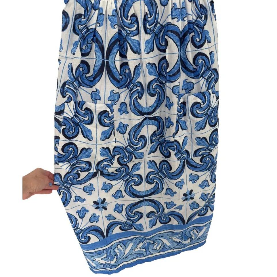 NWT Tuckernuck Majolica Tile Tie Shoulder Caftan Maxi Dress‎ Sz Small Resortwear - Image 12