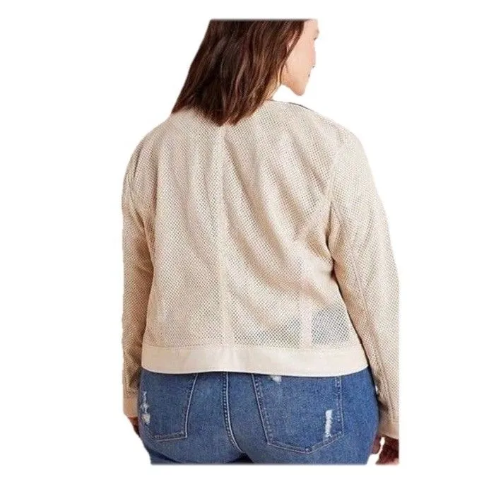 Anthropologie x Blank NYC Imelda Faux Leather Perforated Moto Jacket Size LP - Image 3