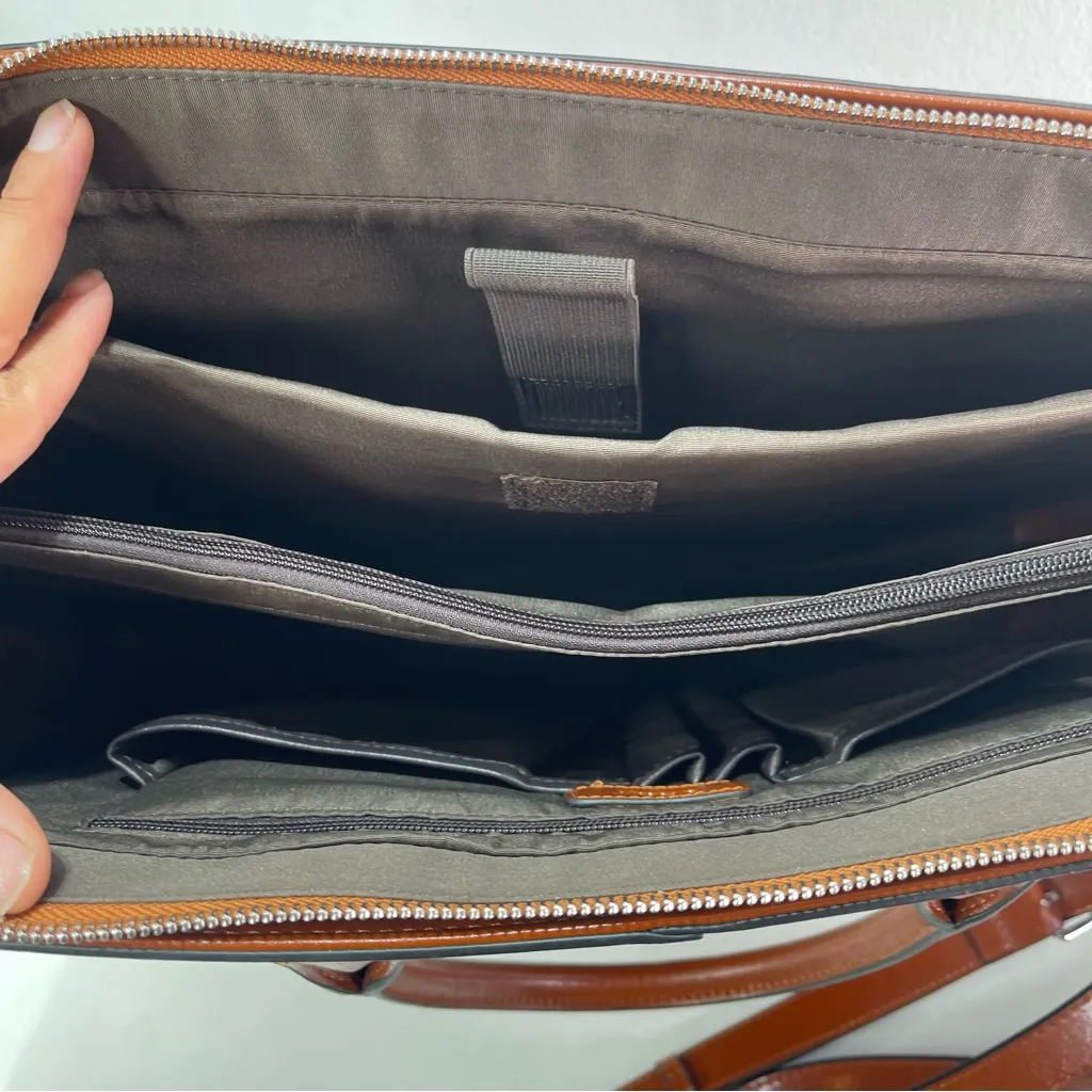 CLUCI Briefcase Work Bag Purse Brwn Shoulder Vegan Leather Laptop Padded Pocket Brown - Image 7
