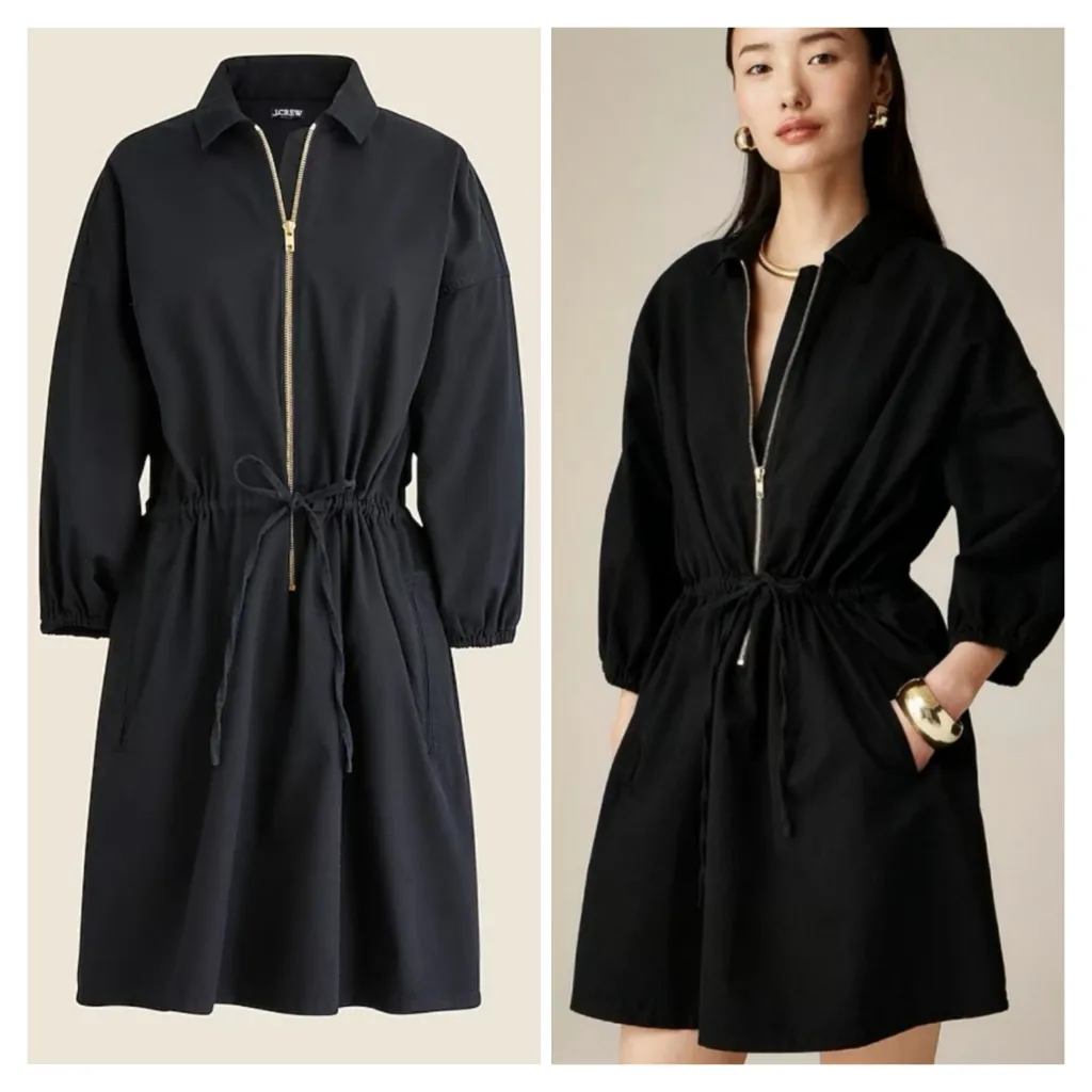 J.Crew Cinched zip-up Mini‎ dress in drapey cotton - Image 2