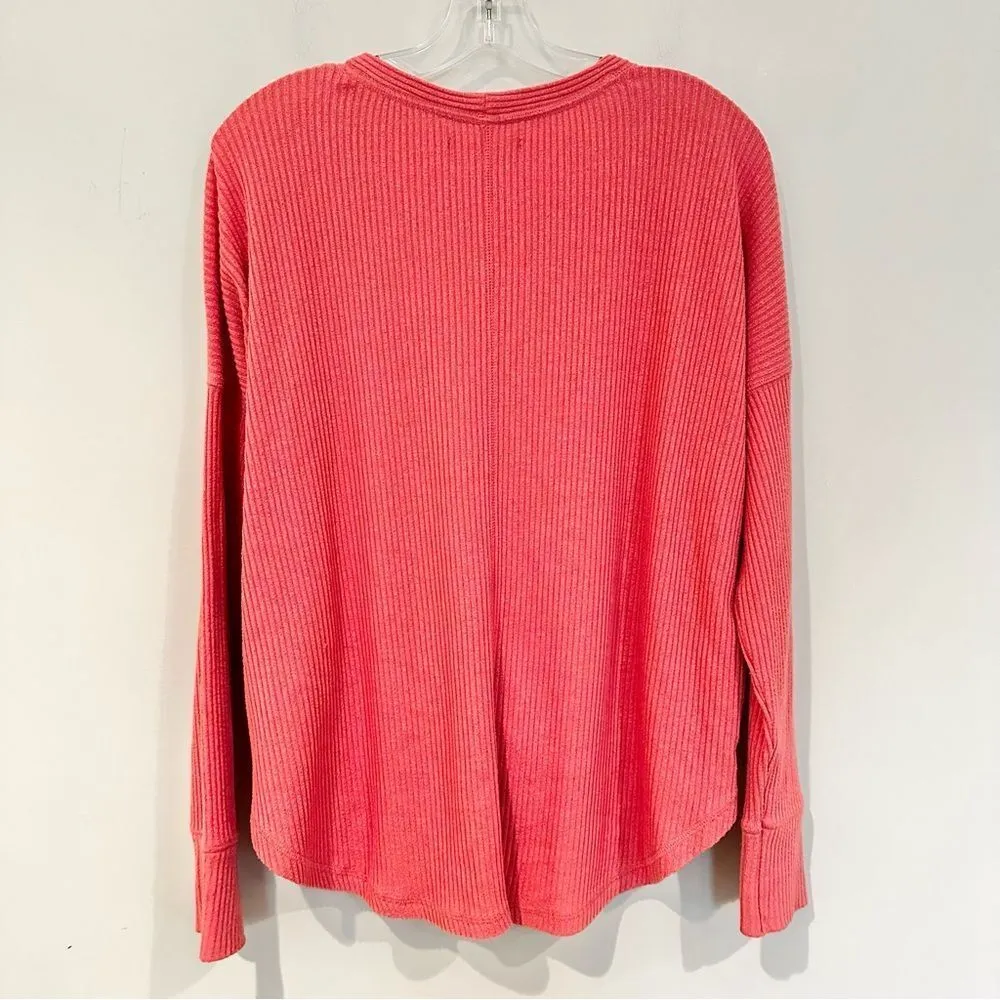 Abercrombie & Fitch Oversized Tie-Front Sweater Women's Small Salmon Ribbed Knit - Image 7