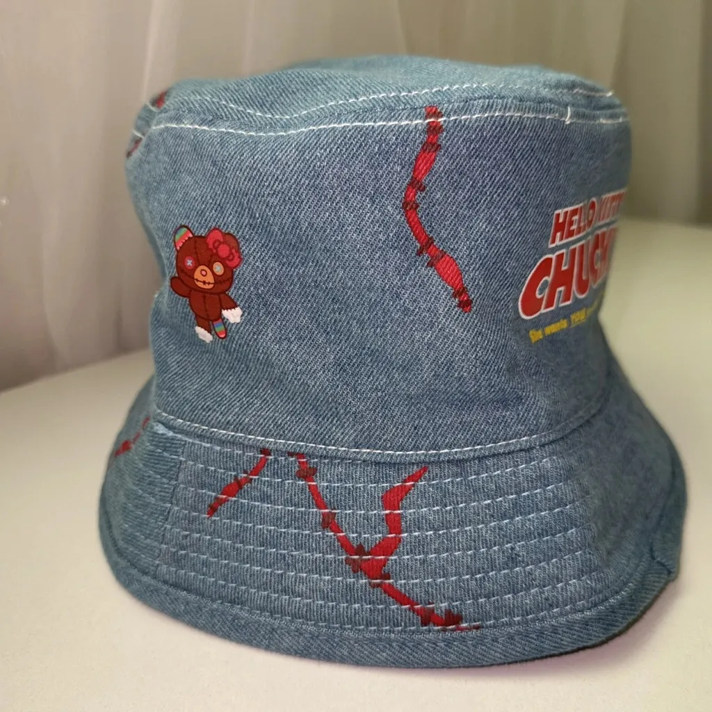 Hello Kitty Chucky Bucket Hat Universal Studios HHN Reversible Blue - Image 3