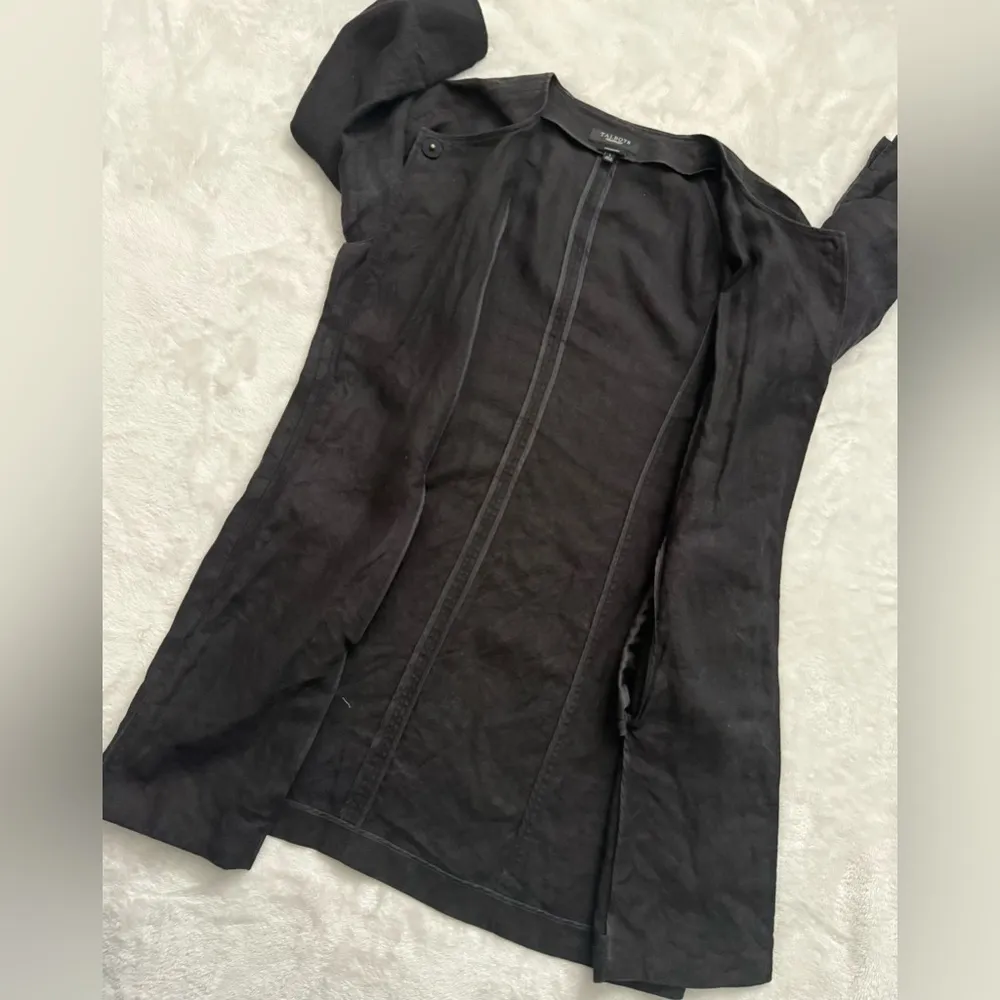 Talbots Classic Black Pure Irish Linen Duster Cardigan. - Image 6