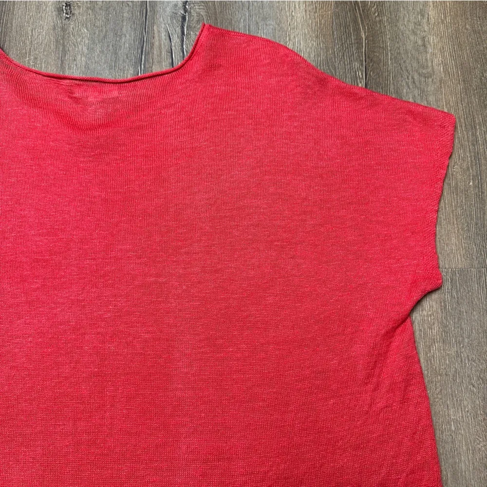 Eileen Fisher Lightweight Fine Gauge Linen Tunic Top in Red / Orange Size Medium - Image 9