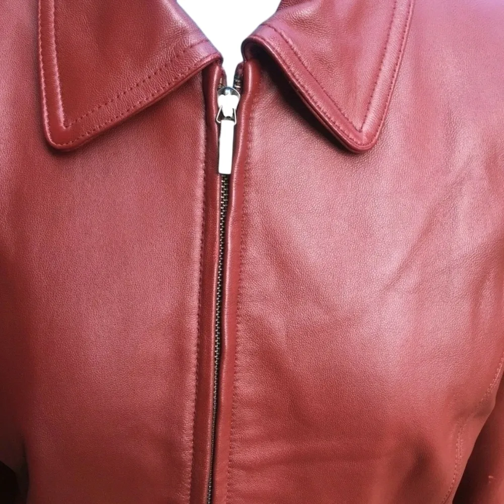 LANE Bryant Red 100% Pure Leather Jacket Size 26/28 - Image 2