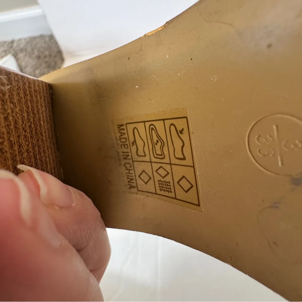 Nasty Gal Tan Croc Embossed Leather Chunky Heels Boots Women’s 5 Fall Preppy - Image 9