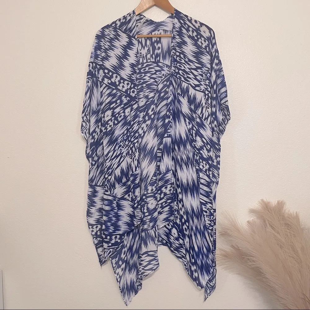 Michael Stars | Ruana Blue Tribal Swimsuit Kimono - Image 2