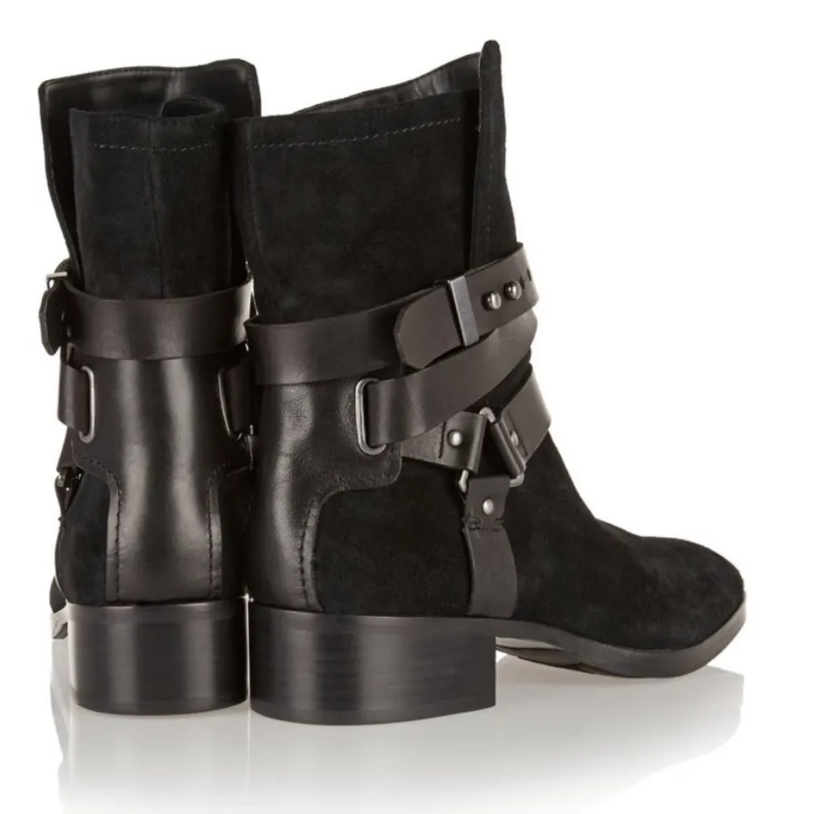 Pour la victoire Riley suede moto boots in black sz 7 - Image 2