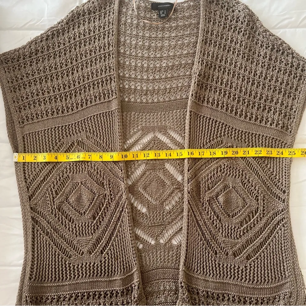 Atmosphere Khaki Brown Shawl Sweater Size XL Crocheted Boho Chic Hippie … - Image 6