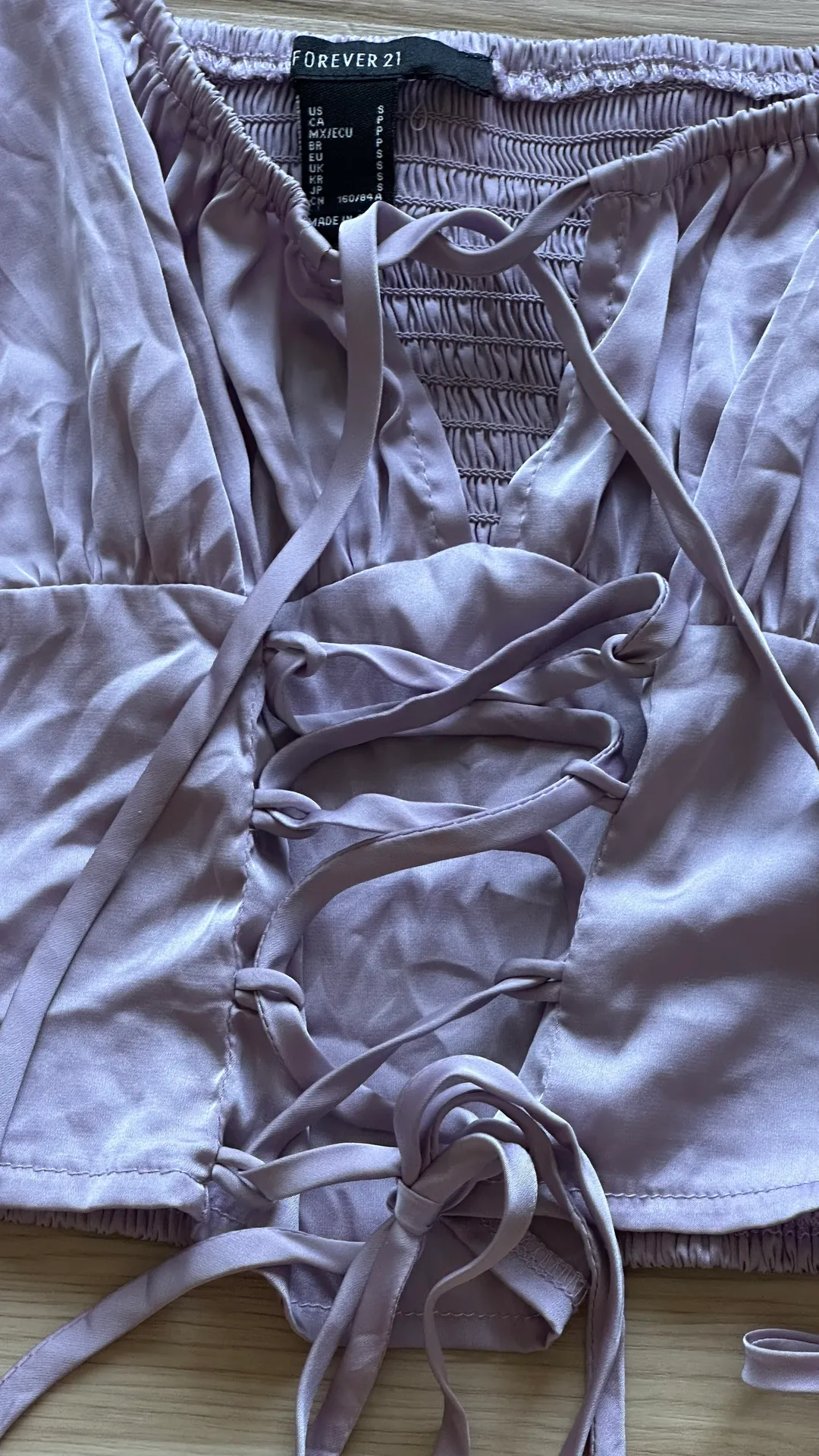 Lavender satin corset lace up crop top - Image 4